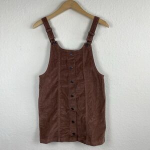 Celebrity Pink S Overall Dress Mini Corduroy Brown Button Front Academia Prairie